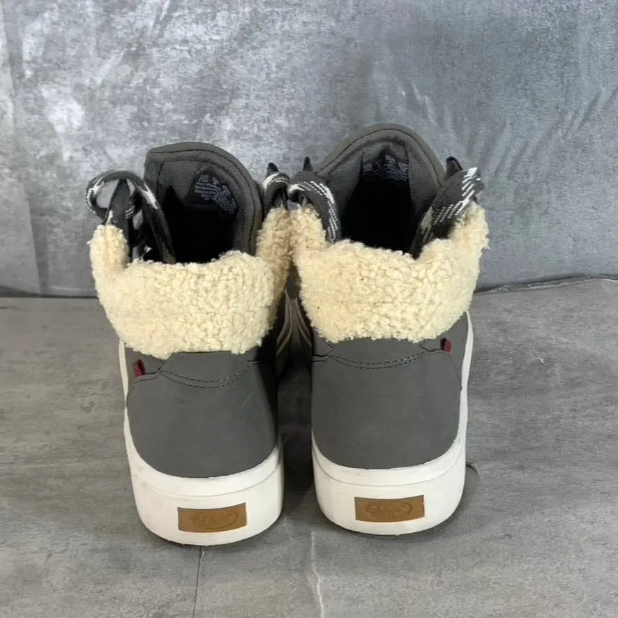 DR. SCHOLLS Women's Grey Weekend Faux-Fur Lace-Up Sneakers SZ 11