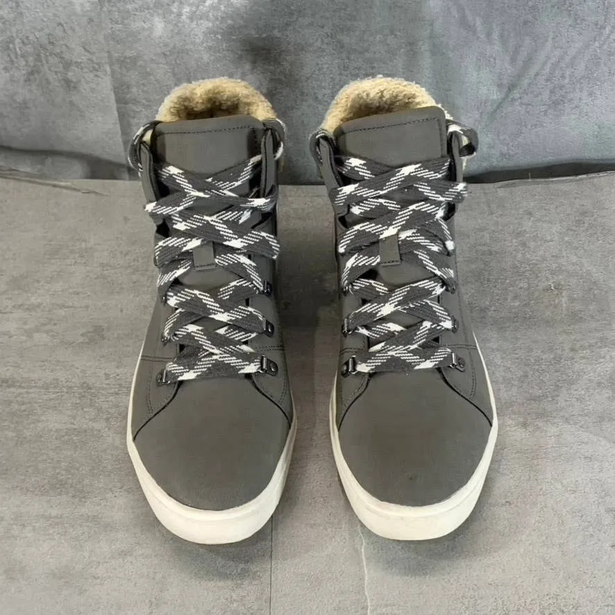 DR. SCHOLLS Women's Grey Weekend Faux-Fur Lace-Up Sneakers SZ 11