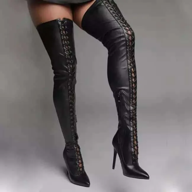 Super Stretch Heel Lace Up Boots
