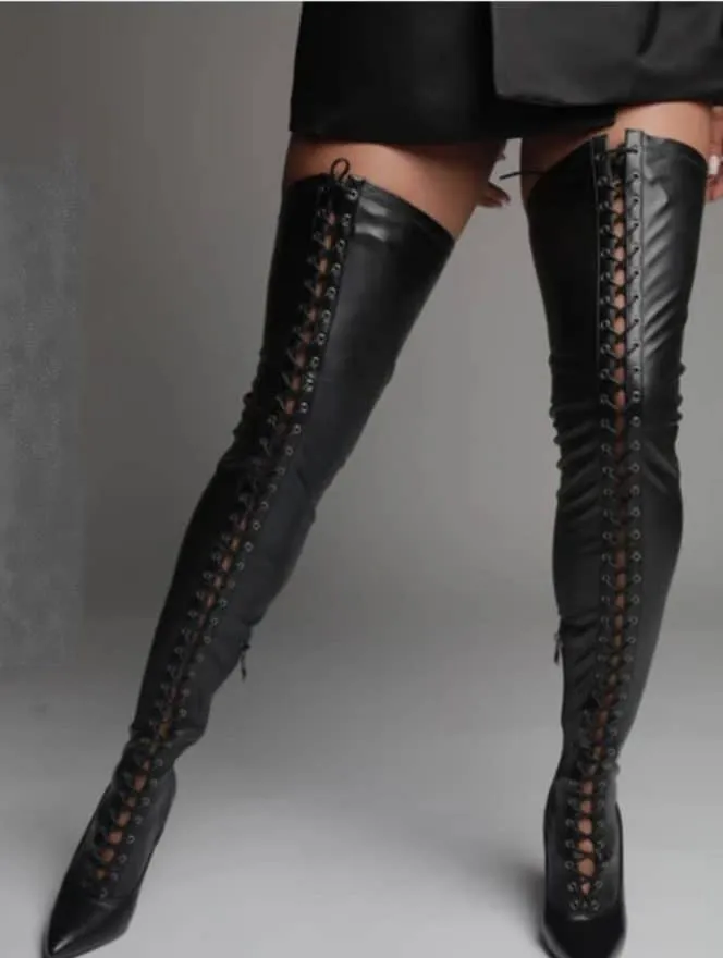 Super Stretch Heel Lace Up Boots