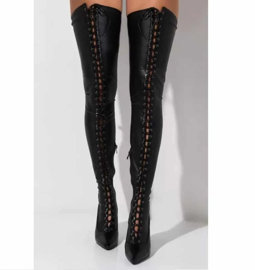 Super Stretch Heel Lace Up Boots
