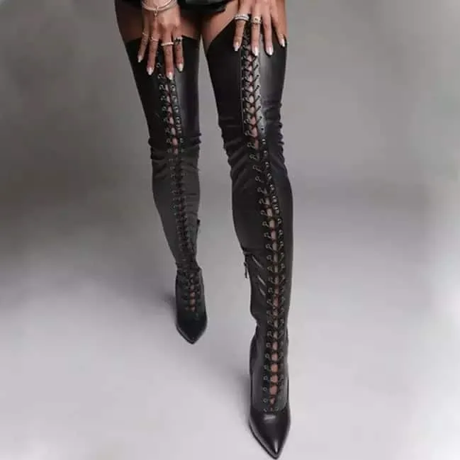 Super Stretch Heel Lace Up Boots